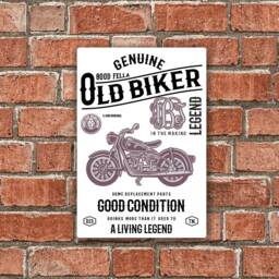 Personalised Choose Initials Funny Old Biker Retro Style Classic Motorbike Cafe Racer Birthday Gift Metal Sign Wall Art Plaque 200x300mm - thumbnail 2