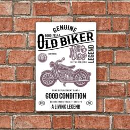 Personalised Choose Initials Funny Old Biker Retro Style Classic Motorbike Cafe Racer Birthday Gift Metal Sign Wall Art Plaque 200x300mm - thumbnail 4
