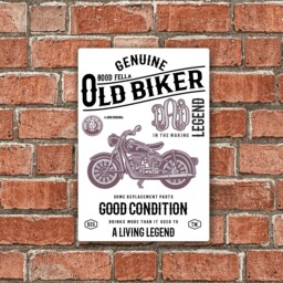 Personalised Choose Initials Funny Old Biker Retro Style Classic Motorbike Cafe Racer Birthday Gift Metal Sign Wall Art Plaque 200x300mm