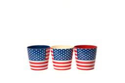 Usa Flag Bamboo Eco-Pots - Set Of 3 Theme Garden Decor