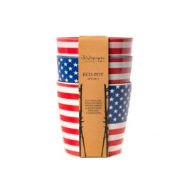 Usa Flag Bamboo Eco-Pots - Set Of 3 Theme Garden Decor - thumbnail 2