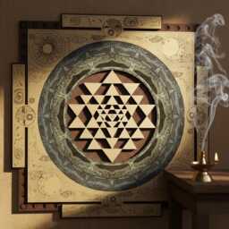 Sri Yantra Sacred Geometry Wall Art - Multilayer Wooden Mandala, Cosmic Sun Moon Design, Spiritual Home Decor - thumbnail 4