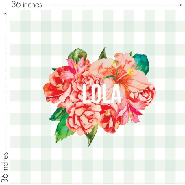 Personalized Organic Baby Blanket Watercolor Floral, Mint Gingham - image 1