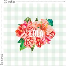 Personalized Organic Baby Blanket Watercolor Floral, Mint Gingham - thumbnail 1