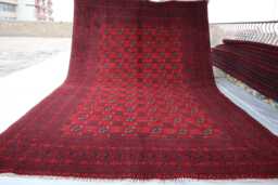 7x10 Ft Red Akhcha Handmade Large New Rug - Afghan High Pile Turkmen Bokhara Area Livingroom Rug Tribal Bedroom Office - thumbnail 1