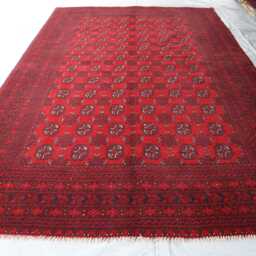 7x10 Ft Red Akhcha Handmade Large New Rug - Afghan High Pile Turkmen Bokhara Area Livingroom Rug Tribal Bedroom Office - thumbnail 2