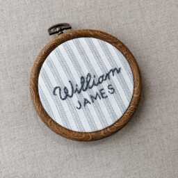 Custom Hand Embroidered Mini Name Hoop - Personalized Baby Sign, Birth Announcement Keepsake, Nursery Wall Art, Shower Gift - thumbnail 2