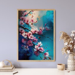 Cherry Blossom Art Print Abstract Acrylic Sakura Branch Wall Decor - thumbnail 2