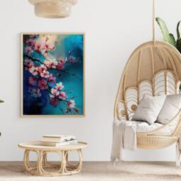Cherry Blossom Art Print Abstract Acrylic Sakura Branch Wall Decor - thumbnail 3