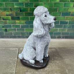 Large Concrete Poodle Statue Stone Dog Sculpture Garden Pet Ornament Handmade Puppy Decor Memorial Figurine Poodle Art Lover Gift - thumbnail 3