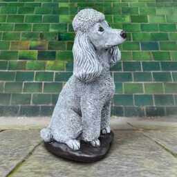 Large Concrete Poodle Statue Stone Dog Sculpture Garden Pet Ornament Handmade Puppy Decor Memorial Figurine Poodle Art Lover Gift - thumbnail 4