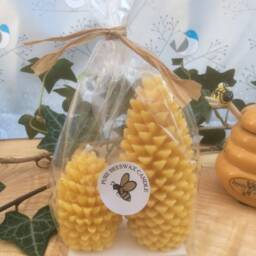 Beeswax Candle Gift Set Devon Honeycomb Cones, Natural Aromatherapy - thumbnail 3