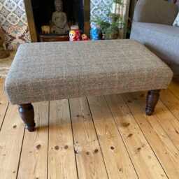 Harris Tweed Footstool - Handmade Large Ottoman Isle Of Scottish Wool Tartan, Herringbone, Checks - thumbnail 3