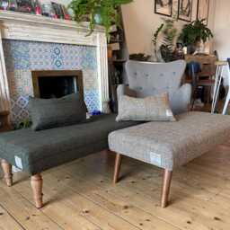Harris Tweed Footstool - Handmade Large Ottoman Isle Of Scottish Wool Tartan, Herringbone, Checks - thumbnail 2