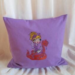 Pillow Cover Girl With Snake 40 X cm. Embroidered - thumbnail 1