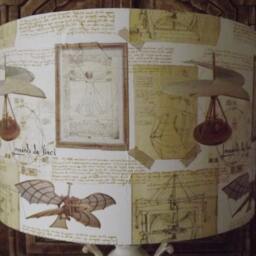 Davinci Lampshade Shabby Chic Lamp Shade Cream Gold Brown Inventions Scrapbooking Free Gift - thumbnail 3
