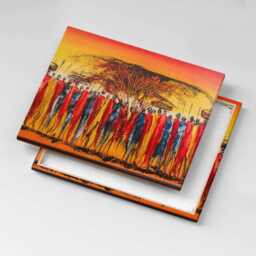 Kenya African Tribe Canvas, Picture Wall Hanging, Orange Decor, People Canvas Print - thumbnail 3