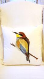 Hand Painted One Of A Kind Art Pillow - Bee Eater - thumbnail 2
