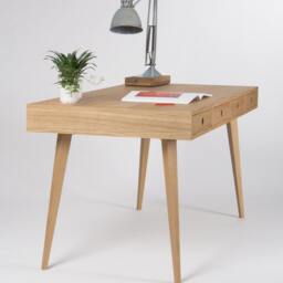 Oak Wood Home Office Desk - Mid-Century Scandinavian Style Computer Table - thumbnail 3