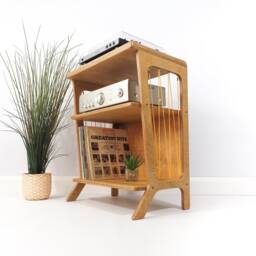 Retro Turntable Stand With Shelf For An Amplifier, Record Player Stand, Mid Century Vinyl Storage, 60 cm Wide - thumbnail 2