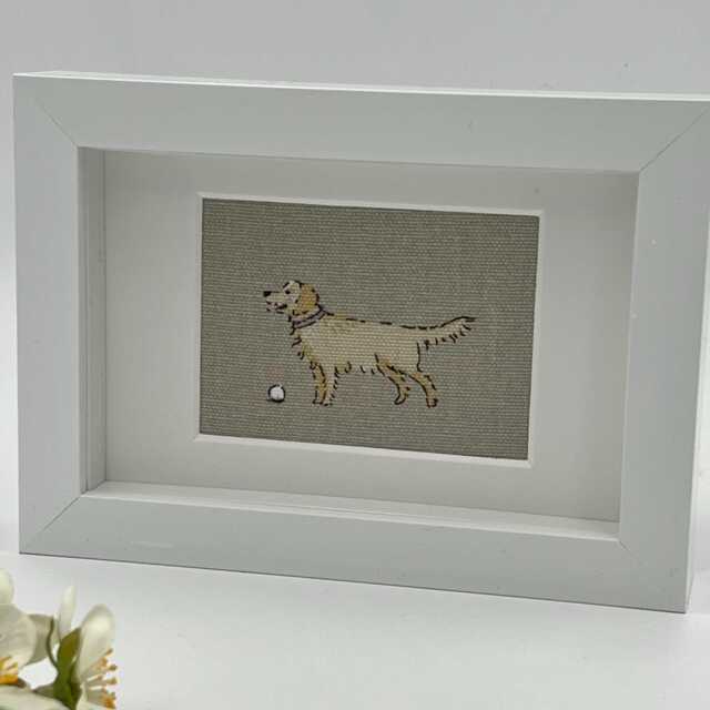 Golden Retriever Dog Fabric Picture, Textile Wall Art - image 1