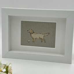 Golden Retriever Dog Fabric Picture, Textile Wall Art - thumbnail 1