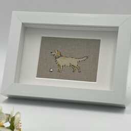 Golden Retriever Dog Fabric Picture, Textile Wall Art - thumbnail 2