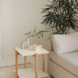 Square Birch & Oak Side Table - Modern Nightstand - thumbnail 2