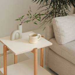 Square Birch & Oak Side Table - Modern Nightstand - thumbnail 3