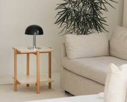 Square Birch & Oak Side Table - Modern Nightstand