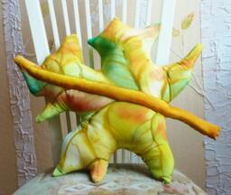 Soft Sculpture Maple Leaf Decorative Throw Pillow, Hand Painted Silk, Autumn Colors, Sage Green, Burnt Orange, Emerald, Gold, Lime