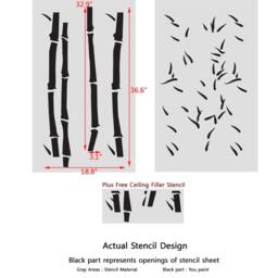 Wall Bamboo Stencil, Allover Template Instead Of Wallpaper For Painting Decor - thumbnail 3