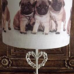 Pug Puppy Lampshade Shabby Chic Dog Lovers Fatta Da Mamma Free Gift - thumbnail 3