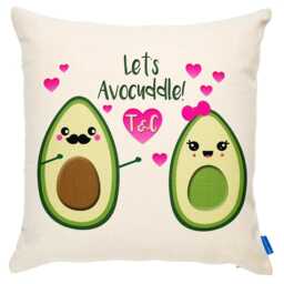 Personalized Valentine's Day Cotton Cushion Cover Avocado Couple Gift - thumbnail 1