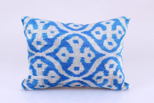 Ikat Velvet Pillow Cover, Handmade Cushion, Decorative Throw Pillow, Boho Cushion Turkish Home Decor - image 1