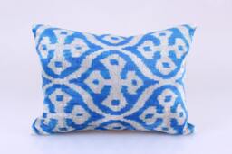 Ikat Velvet Pillow Cover, Handmade Cushion, Decorative Throw Pillow, Boho Cushion Turkish Home Decor - thumbnail 1