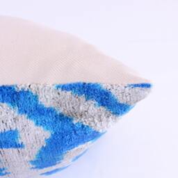 Ikat Velvet Pillow Cover, Handmade Cushion, Decorative Throw Pillow, Boho Cushion Turkish Home Decor - thumbnail 3