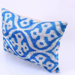 Ikat Velvet Pillow Cover, Handmade Cushion, Decorative Throw Pillow, Boho Cushion Turkish Home Decor - thumbnail 2