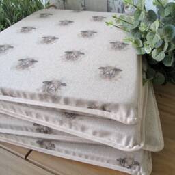 Reversible Sheep Print Chair Pads, Tapered Seat Cushion Set - thumbnail 1