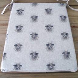 Reversible Sheep Print Chair Pads, Tapered Seat Cushion Set - thumbnail 2