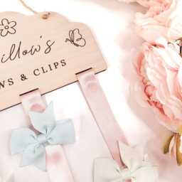 Personalised Butterfly Hair Clips & Bows Holder Wooden Nursery Decor. Birthday Gift - thumbnail 2