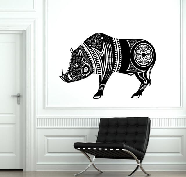 Wall Decal Animal Wild Boar Pig Tribal Ornament Mural Vinyl Sticker 1865Dz - image 1