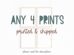 Custom Set Of 4 Unframed Prints, Any Prints Printed & Shipped, Nursery Decor, Playroom Scandi Kids Art - thumbnail 1