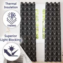 Dark Wolf Faces Mystical Animal Seamless Pattern Readymade Eyelet Ring Top Thermal 100% Blackout Curtains - thumbnail 3