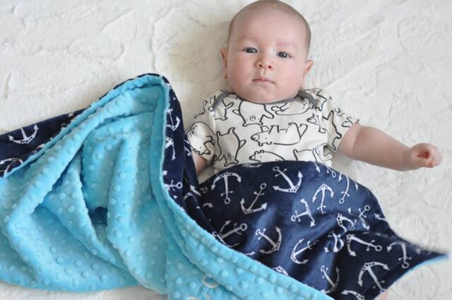 Personalized Minky Blanket - Anchor Baby -Nautical Baby Blanket- Boy Blanket - image 1