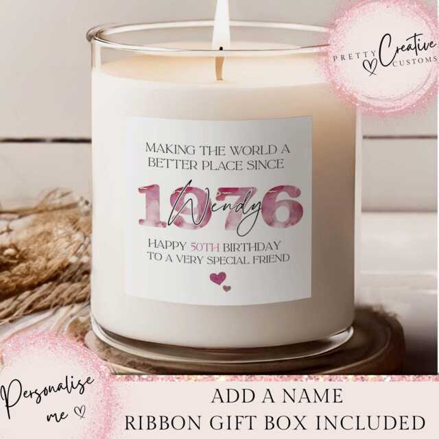 50Th Birthday Scented Candle, Making The World A Better Place Since 1976, Happy Birthday, 50S, 50, 50Th, Gift, 1976 Floral - image 1