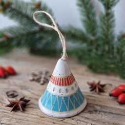 Ceramic Bells, Handmade Christmas Tree Ornaments, Holiday Decorations, Family Gift - thumbnail 4