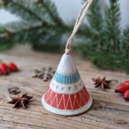 Ceramic Bells, Handmade Christmas Tree Ornaments, Holiday Decorations, Family Gift - thumbnail 2