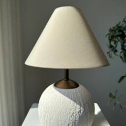 Table Lamp Sand Beige Linen Lampshade White Textured Unglazed Ceramic Table Wabi Sabi Japandi Boho Perfect For Small Surfaces - thumbnail 3