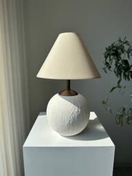 Table Lamp Sand Beige Linen Lampshade White Textured Unglazed Ceramic Table Wabi Sabi Japandi Boho Perfect For Small Surfaces